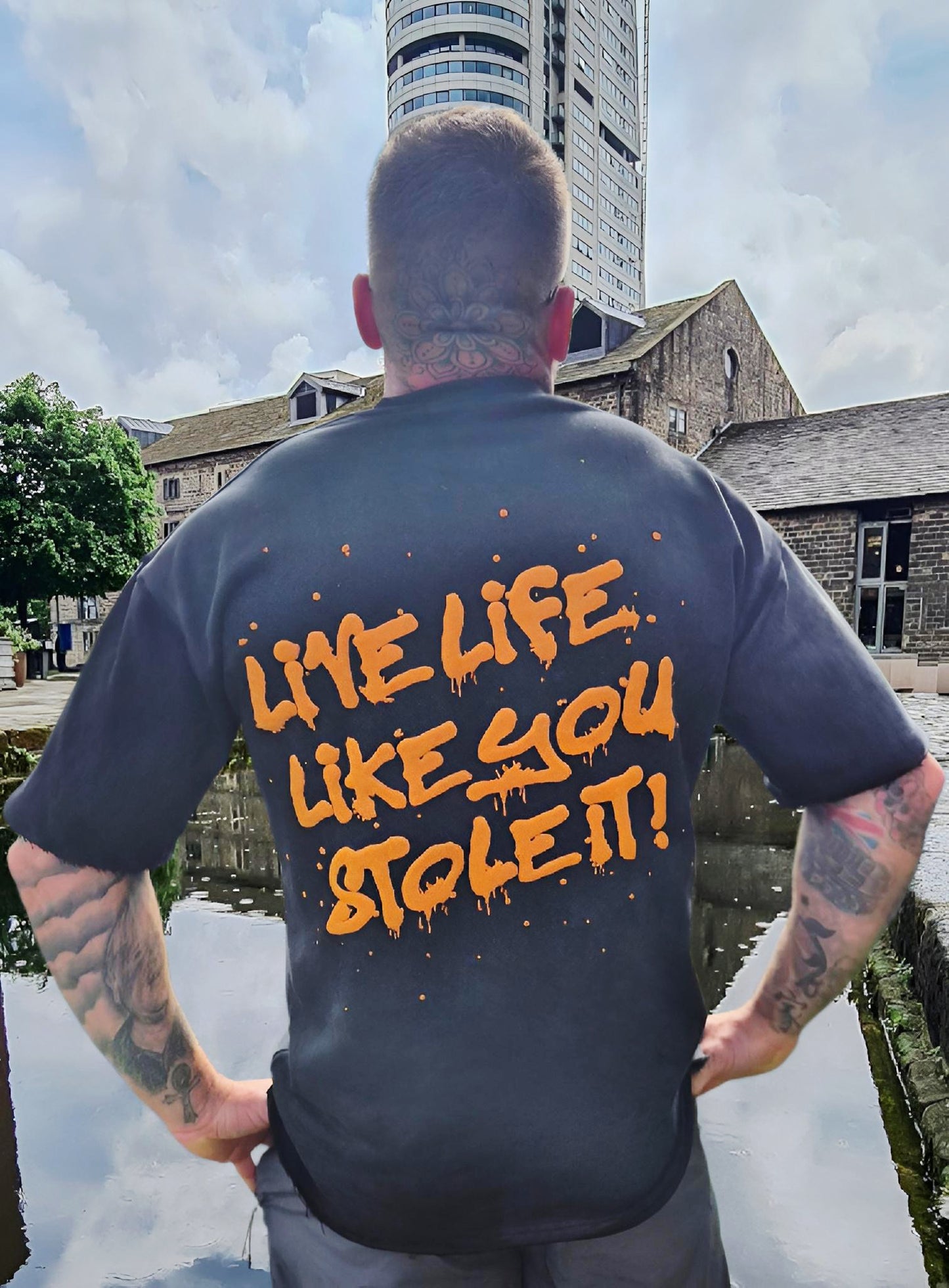 "Live Life Like You Stole It" Oversized Distressed Tee