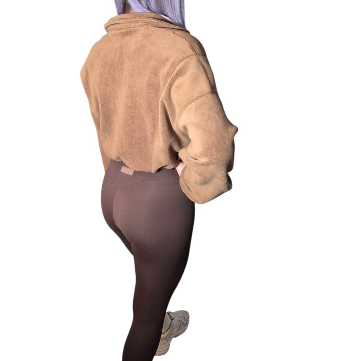 Barbells Boutique Stylish leggings and cropped fleece bundle (Coffee and brown)