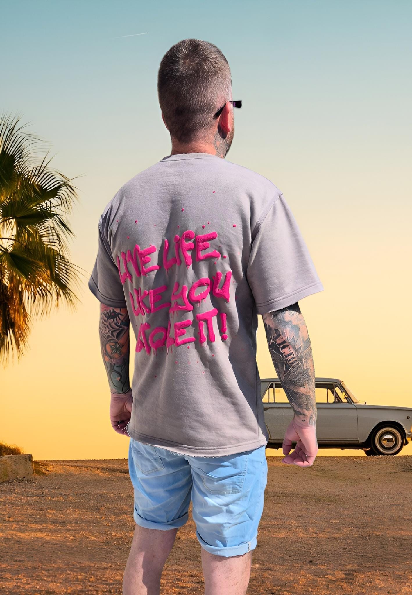 "Live Life Like You Stole It" Oversized Distressed Tee