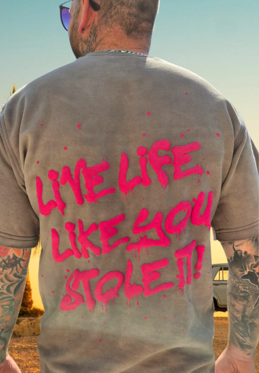 "Live Life Like You Stole It" Oversized Distressed Tee