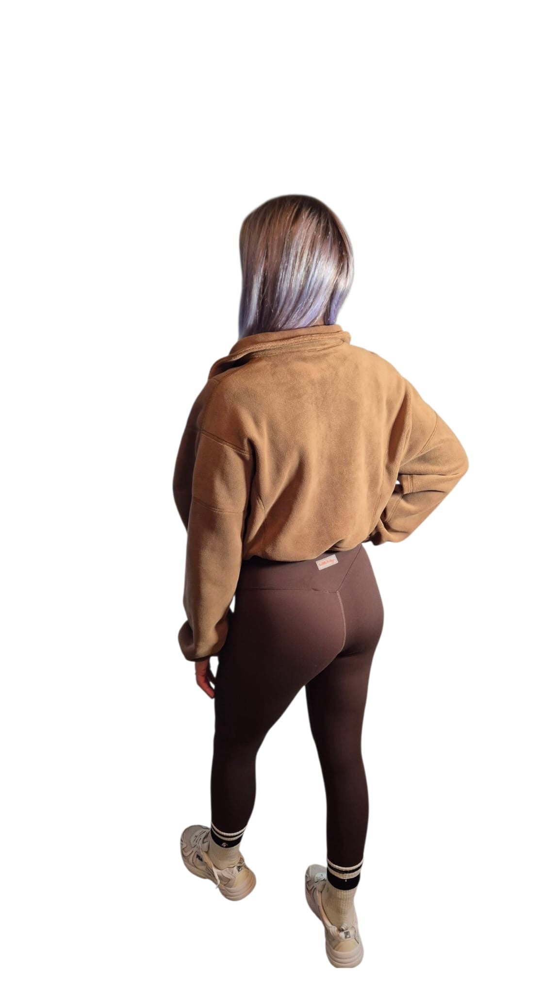 Barbells Boutique Stylish leggings and cropped fleece bundle (Coffee and brown)