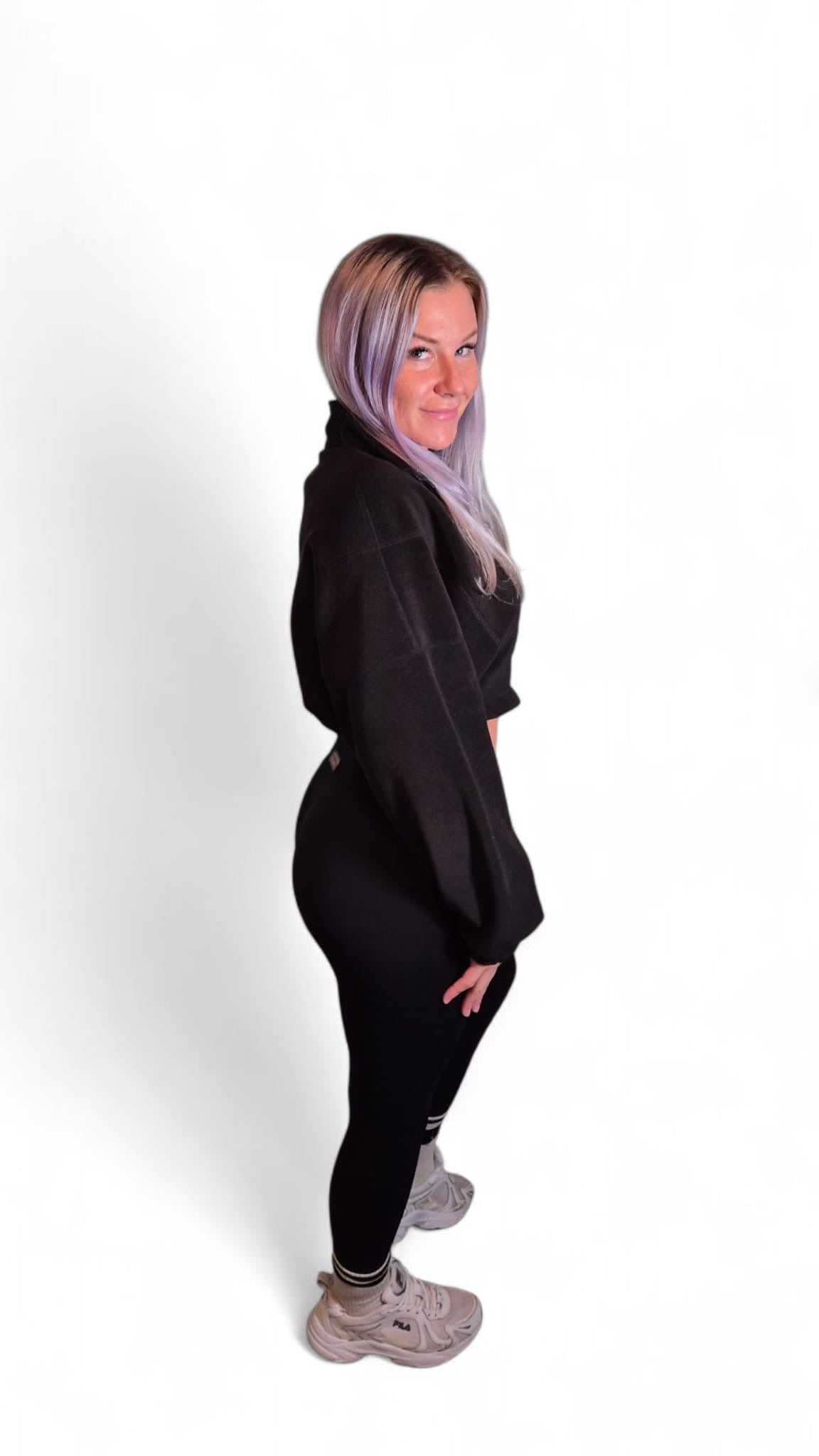 Barbells Boutique Stylish leggings and cropped fleece bundle (Black)