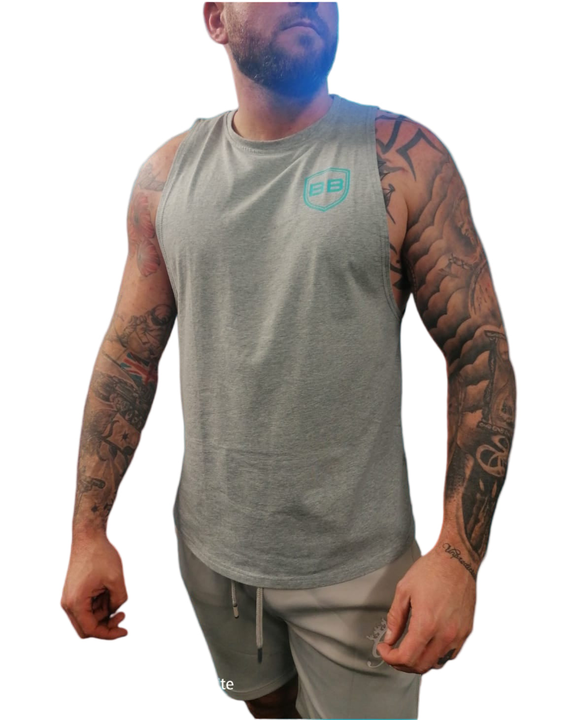 FOR THE LESS OBSESSED TANK GREY/NEON BLUE