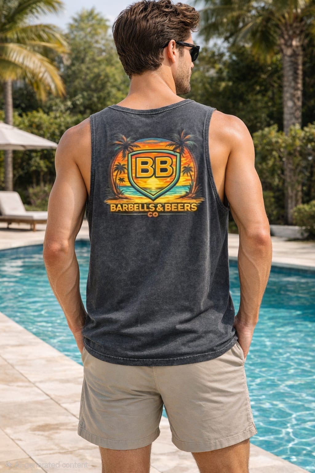 'Suns out' stone washed vest