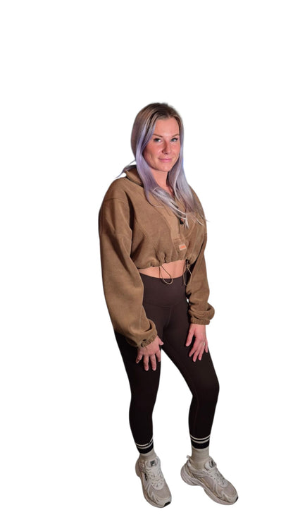 Barbells Boutique Stylish leggings and cropped fleece bundle (Coffee and brown)