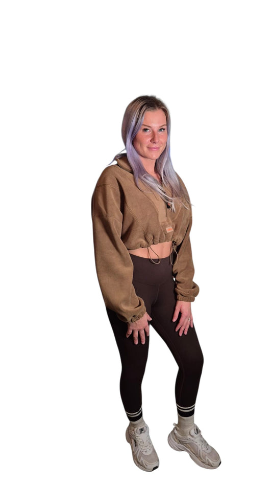 Barbells Boutique Stylish leggings and cropped fleece bundle (Coffee and brown)