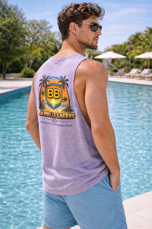 'Suns out' stone washed vest