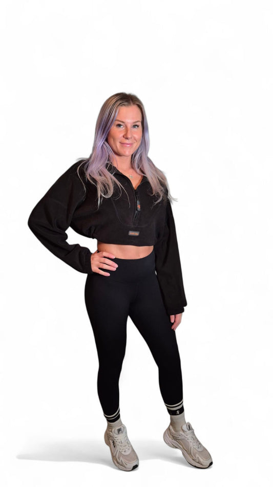 Barbells Boutique Stylish leggings and cropped fleece bundle (Black)