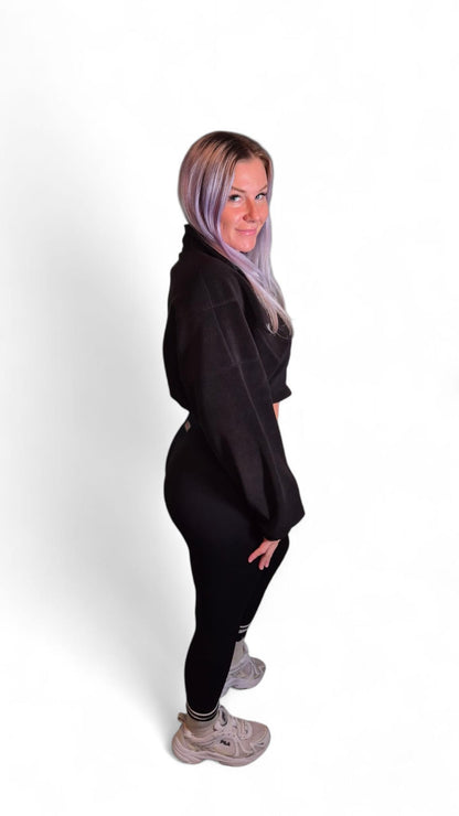 Barbells Boutique Stylish leggings and cropped fleece bundle (Black)