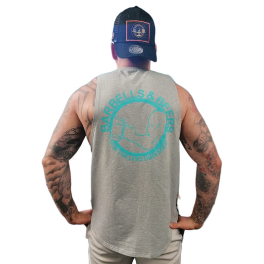 FOR THE LESS OBSESSED TANK GREY/NEON BLUE